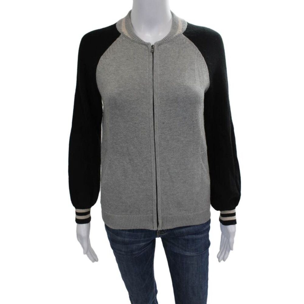 27 Miles Womens Varsity Jacket Gray Wool Blend Zip Long Sleeve Size M